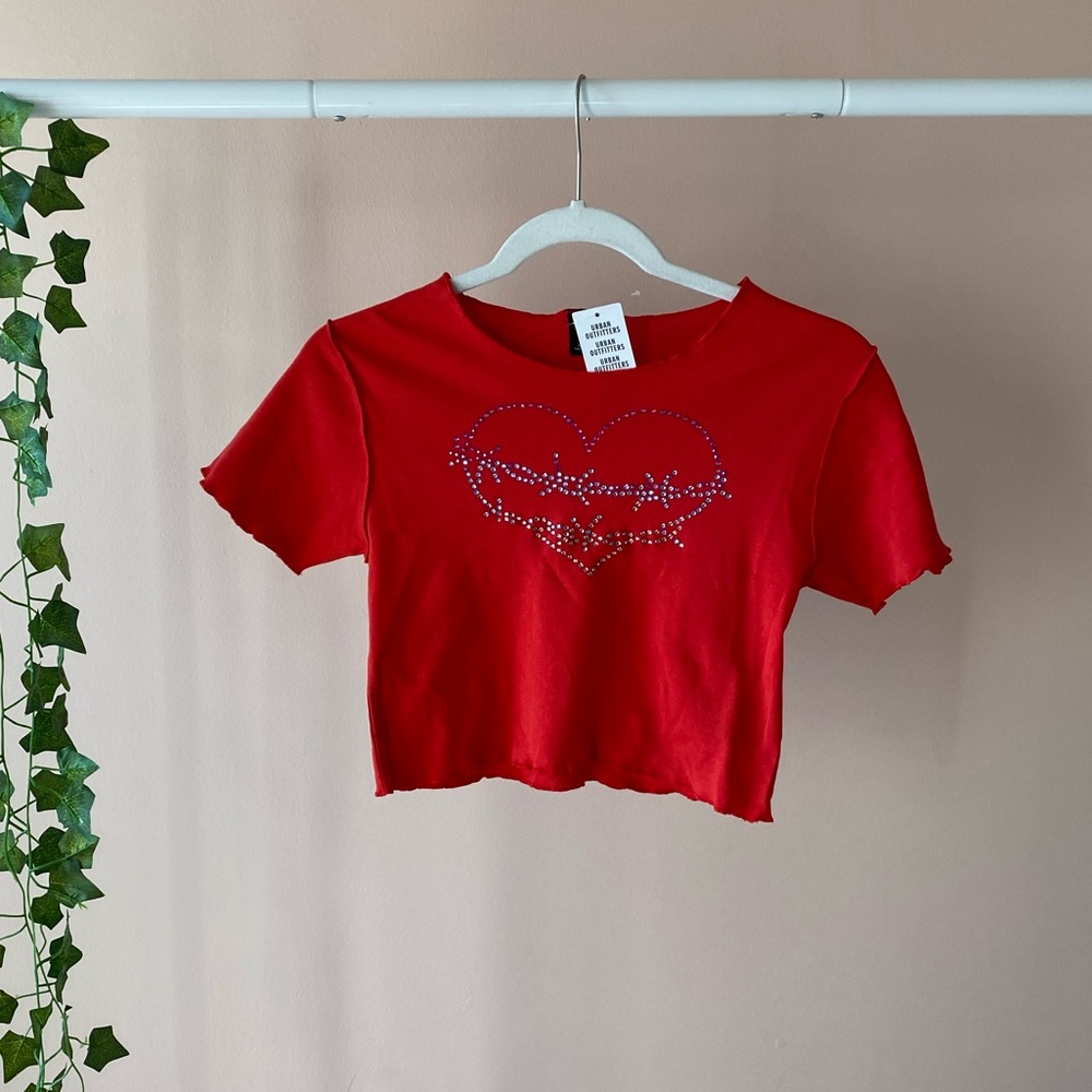 Urban Outfitters Diamanté Guarded Heart Baby Tee